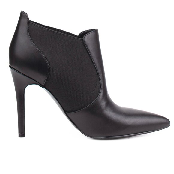 NWOT Nine West Black Leather Stiletto Pointed Toe Booties | Size 8M - Picture 6 of 14